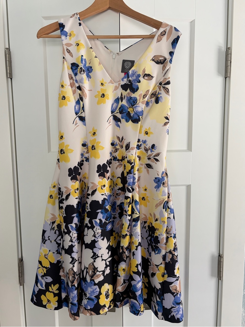 Women’s Vince Camuto Scuba Floral Fit & Flare Dress - Yellow & Blue